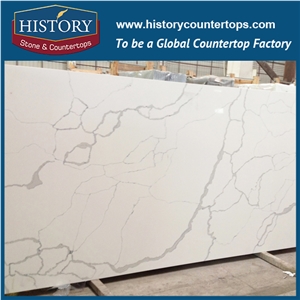 Historystone Calacatta Borghini Man Made Marble Tile and Slab Quartz Stone with Polished and Smoothed Surface for Kitchen Countertops or Bench Tops