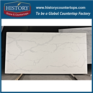 Historystone Calacatta Nuvo Synthetic Tile and Slab Quartz Stone with Marble Vein Elements Surface for Kitchen Countertops or Tops