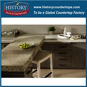 Historystone Carmen with Rainbow Surface Man Made Colorful Granite Tile and Slab Quartz Stone for Kitchen Worktops or Desk Tops.