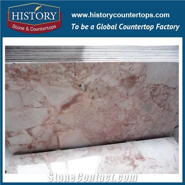Historystone China New Technology Natural Rose Milk Stone Slabs 3mm Thin Lightweight Marble Tile for Decoration,Polished Pink Color.