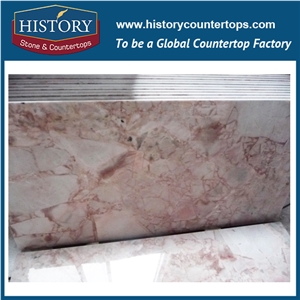Historystone China New Technology Natural Rose Milk Stone Slabs 3mm Thin Lightweight Marble Tile for Decoration,Polished Pink Color.