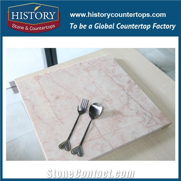 Historystone China New Technology Natural Rose Milk Stone Slabs 3mm Thin Lightweight Marble Tile for Decoration,Polished Pink Color.