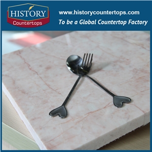 Historystone China New Technology Natural Rose Milk Stone Slabs 3mm Thin Lightweight Marble Tile for Decoration,Polished Pink Color.