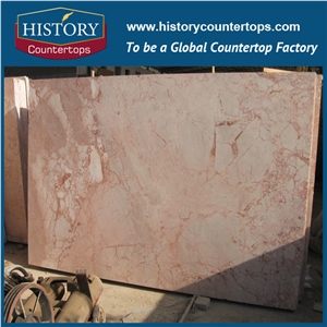 Historystone China New Technology Natural Rose Milk Stone Slabs 3mm Thin Lightweight Marble Tile for Decoration,Polished Pink Color.