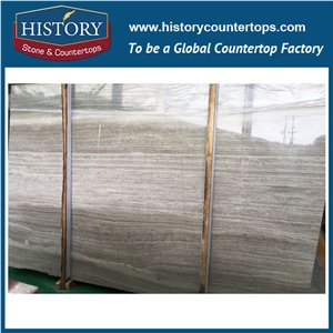 Historystone Coffee Wooden Graining Natural Stone Polished Laminated Grey Marble Floor and Wall Tiles & Slabs for Indoor and Outdoor Decorative.