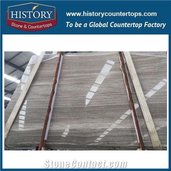 Historystone Coffee Wooden Graining Natural Stone Polished Laminated Grey Marble Floor and Wall Tiles & Slabs for Indoor and Outdoor Decorative.