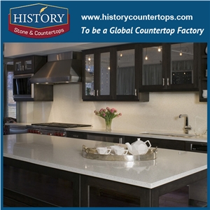 Historystone Cream Nougat with Rich and Smooth Surface Big Particle Quartz Stone for Kitchen Countertops or Bench Tops