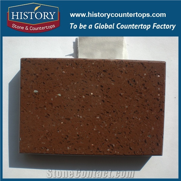 Historystone Cut-To-Size Amber Crystal Man Made Tile and Slab Quartz Stone with High Polish Surface for Kitchen Worktops or Bar Tops.