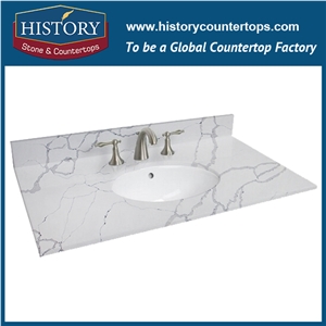 Historystone Cut-To-Size Calacatta Borghini Man Made Tile and Slab Quartz Stone with Smoothed Texture for Kitchen Countertops or Bar Tops.