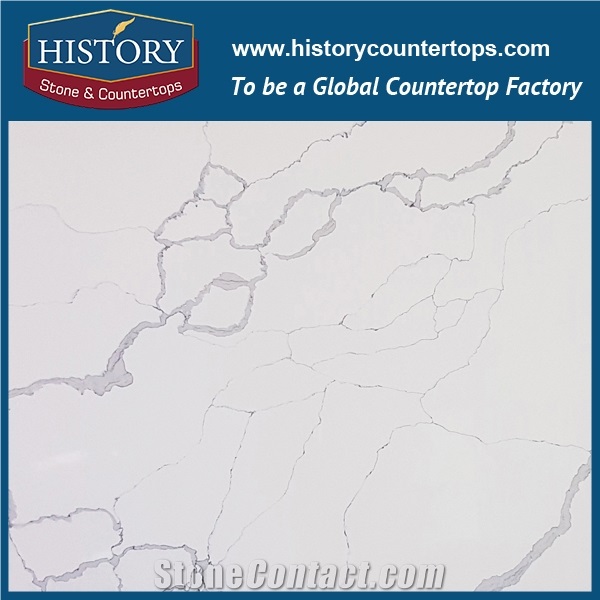 Historystone Cut-To-Size Calacatta Borghini Man Made Tile and Slab Quartz Stone with Smoothed Texture for Kitchen Countertops or Bar Tops.