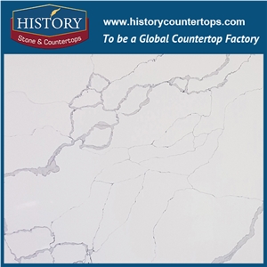 Historystone Cut-To-Size Calacatta Borghini Man Made Tile and Slab Quartz Stone with Smoothed Texture for Kitchen Countertops or Bar Tops.