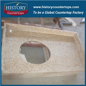 Historystone G682 Yellow Granite Countertop with Drilling Hole for Bathroom, Polished Solid Surface Historystone G682 Yellow Granite Countertop with Drilling Hole for Bathroom, Polished Solid Surface