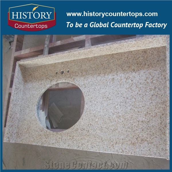 Historystone G682 Yellow Granite Countertop with Drilling Hole for Bathroom, Polished Solid Surface