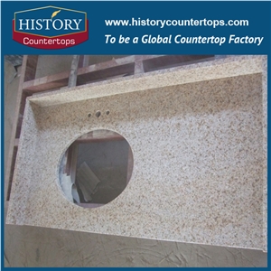 Historystone G682 Yellow Granite Countertop with Drilling Hole for Bathroom, Polished Solid Surface