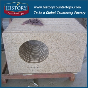 Historystone G682 Yellow Granite Countertop with Drilling Hole for Bathroom, Polished Solid Surface