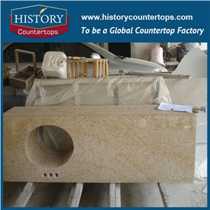 Historystone G682 Yellow Granite Countertop with Drilling Hole for Bathroom, Polished Solid Surface