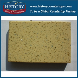 Historystone in Harvest Yellow with Transparent Crystal and Sparkle Surface Cut-To-Size Tile and Slab Quart Stone for Bench Tops.