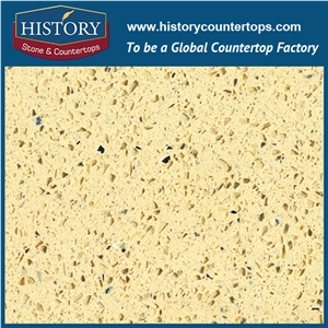 Historystone in Harvest Yellow with Transparent Crystal and Sparkle Surface Cut-To-Size Tile and Slab Quart Stone for Bench Tops.