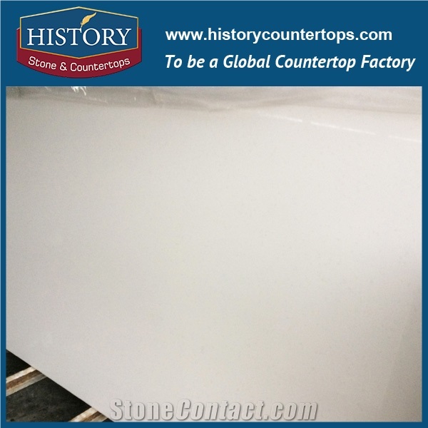 Historystone Man Made Tile and Slab Quartz Stone in Paloma White for Indoor Kitchen Countertops or Island Tops and Worktops