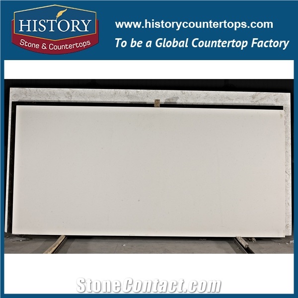 Historystone Man Made Tile and Slab Quartz Stone in Paloma White for Indoor Kitchen Countertops or Island Tops and Worktops