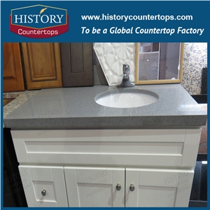 Historystone Motar Grey Quartz Countertops with 2+2 Edge Processing, Kitchen Bar Top/Kitchen Worktops/ Kitchen Countertops/Custom Countertops