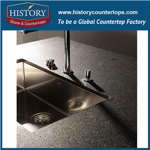 Historystone Polished and Smoothed Surface in Black Platinum Shunning Tile and Slab Quartz Stone for Kitchen Countertops or Desk Tops.