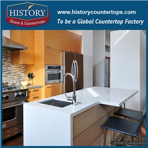 Historystone Pure White with Rich and Smooth Texture Sand Tile and Tile Quartz Stone for Kitchen Countertops or Desk Tops.