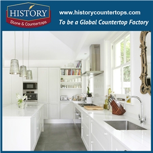 Historystone Pure White with Rich and Smooth Texture Sand Tile and Tile Quartz Stone for Kitchen Countertops or Desk Tops.