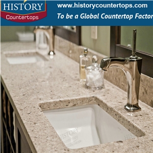 Historystone Quartz Kitchen Countertops 2+2cm Flat Polished Edge,Kitchen Bar Top, Worktops, Island Tops, Kitchen Top Shipping on Time