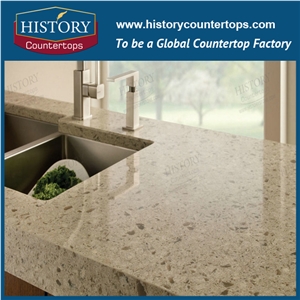 Historystone Quartz Kitchen Countertops 2+2cm Flat Polished Edge,Kitchen Bar Top, Worktops, Island Tops, Kitchen Top Shipping on Time