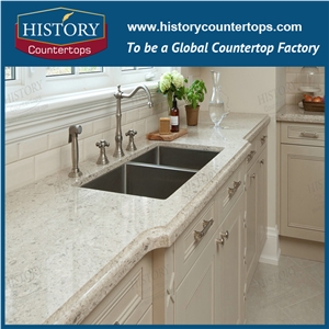 Historystone Quartz Kitchen Countertops 2+2cm Flat Polished Edge,Kitchen Bar Top, Worktops, Island Tops, Kitchen Top Shipping on Time