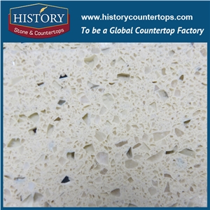 Historystone Saipan Beige with Transparent Crystal and Sparkle Surface Shunning Tile and Slab Quartz Stone for Bathroom Vanity Tops.