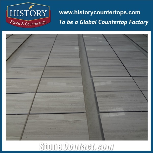 Historystone White Wooden Graining Natural Stone Polished Laminated Grey Pattern Marble Floor and Wall Tiles & Slabs for Indoor Decorative.
