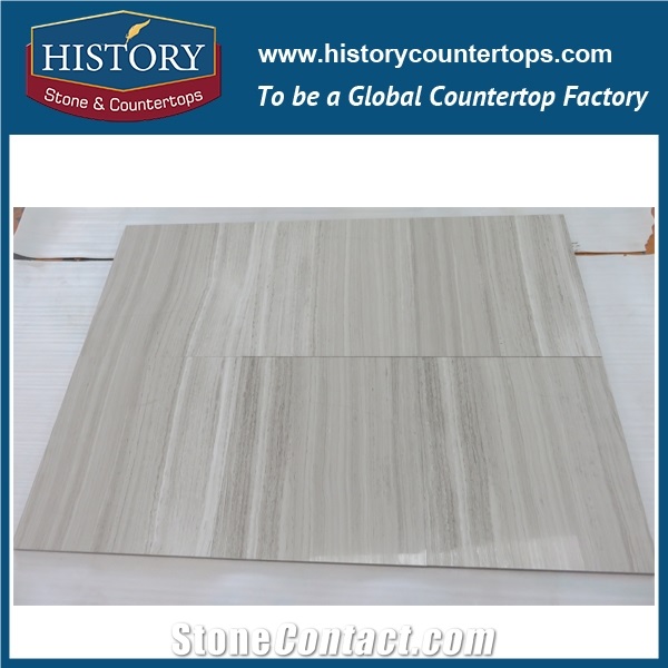 Historystone White Wooden Graining Natural Stone Polished Laminated Grey Pattern Marble Floor and Wall Tiles & Slabs for Indoor Decorative.