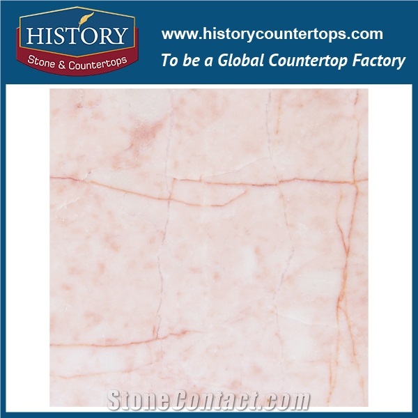 Historystone Wholesale 34x34 Pink Color Rose Milk Marble Floor Tile & Wall Cladding Covering, for Decorates Bathrooms/Building Exterior.