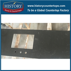 Historystone with Polished Solid Surface in Gris Concrete Marble Tile and Slab Quartz Stone for Kitchen Island Tops or Countertops and Bar Tops.