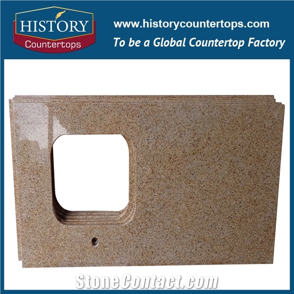 Historystone Yellow Granite Bathroom Countertops/Custom Vanity Tops/Engideered Stone Bathroom Vanity Tops/ Granite Bath Tops/Square Bath Tops