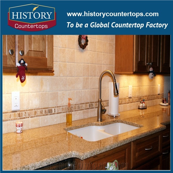 Historystone Yellow Granite Bathroom Countertops/Custom Vanity Tops/Engideered Stone Bathroom Vanity Tops/ Granite Bath Tops/Square Bath Tops