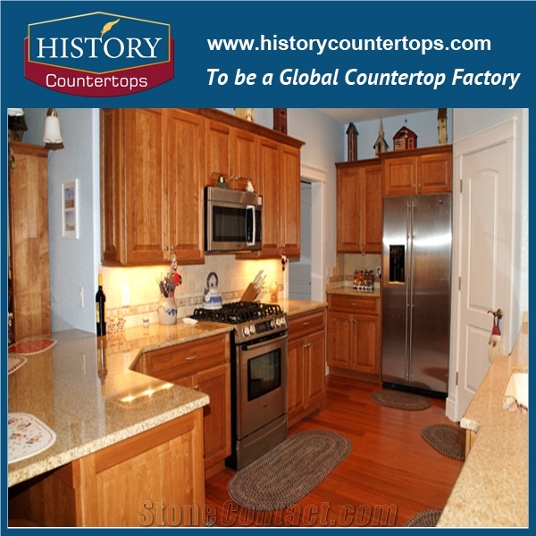 Historystone Yellow Granite Bathroom Countertops/Custom Vanity Tops/Engideered Stone Bathroom Vanity Tops/ Granite Bath Tops/Square Bath Tops