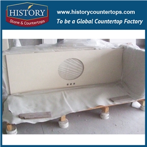 Hot on Sale Beige White Nq2002 Custom Solid Surface Quartz Engineered Stone Vanity Top/Bathroom Countertops