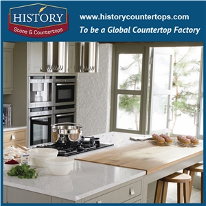 Hot on Sale Man Made Nq5027 Carrara White Soild Surface Quartz Stone Kitchen Countertops/Bench/Bar/Worktop Tops