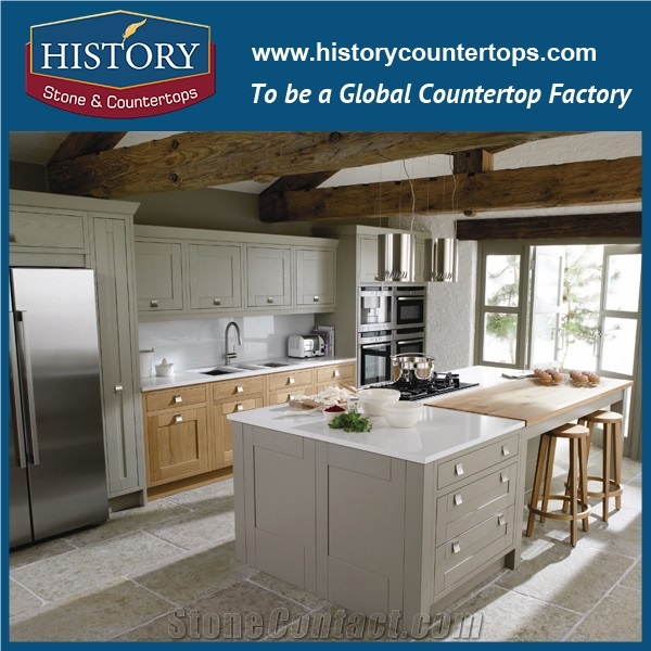 Hot on Sale Man Made Nq5027 Carrara White Soild Surface Quartz Stone Kitchen Countertops/Bench/Bar/Worktop Tops