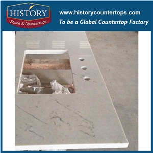 Hot on Sale Man Made Nq5069x Calacatta White Soild Surface Quartz Stone Kitchen Countertops/Bench/Bar/Worktop Tops