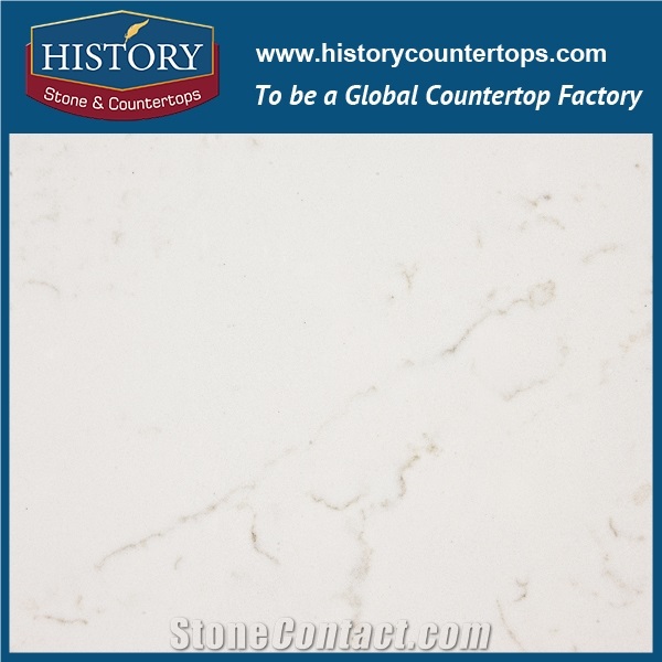 Hot on Sale Man Made Nq5069x Calacatta White Soild Surface Quartz Stone Kitchen Countertops/Bench/Bar/Worktop Tops