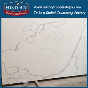 Hot on Sale Man Made Nq5074 Calacatta White Soild Surface Quartz Stone Kitchen Countertops/Bench/Bar/Worktop Tops