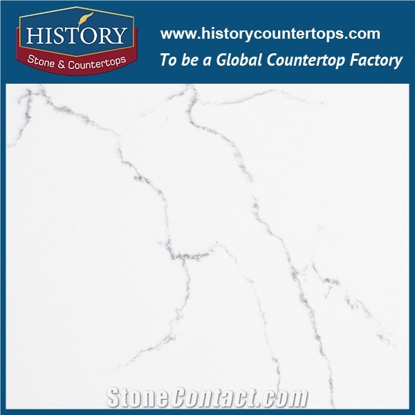 Hot on Sale Manufacturer Calacatta White Nq5090 Custom Solid Surface Quartz Engineered Stone Vanity Top/Bathroom Countertops