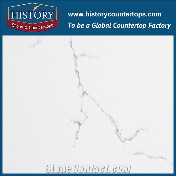 Hot on Sale Manufacturer Calacatta White Nq5090 Custom Solid Surface Quartz Engineered Stone Vanity Top/Bathroom Countertops