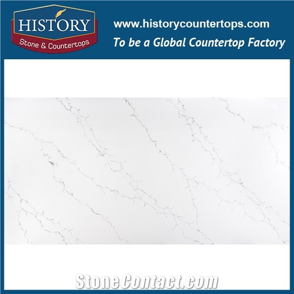 Hot on Sale Manufacturer Calacatta White Nq5090 Custom Solid Surface Quartz Engineered Stone Vanity Top/Bathroom Countertops