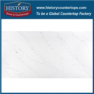 Hot on Sale Manufacturer Calacatta White Nq5090 Custom Solid Surface Quartz Engineered Stone Vanity Top/Bathroom Countertops