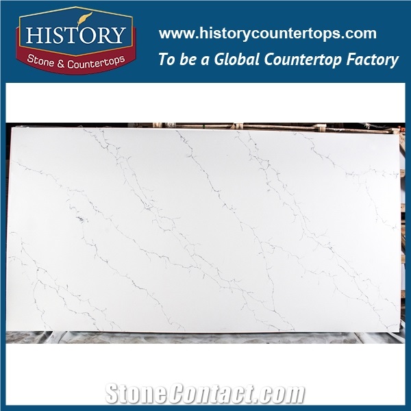 Hot on Sale Manufacturer Calacatta White Nq5090 Custom Solid Surface Quartz Engineered Stone Vanity Top/Bathroom Countertops